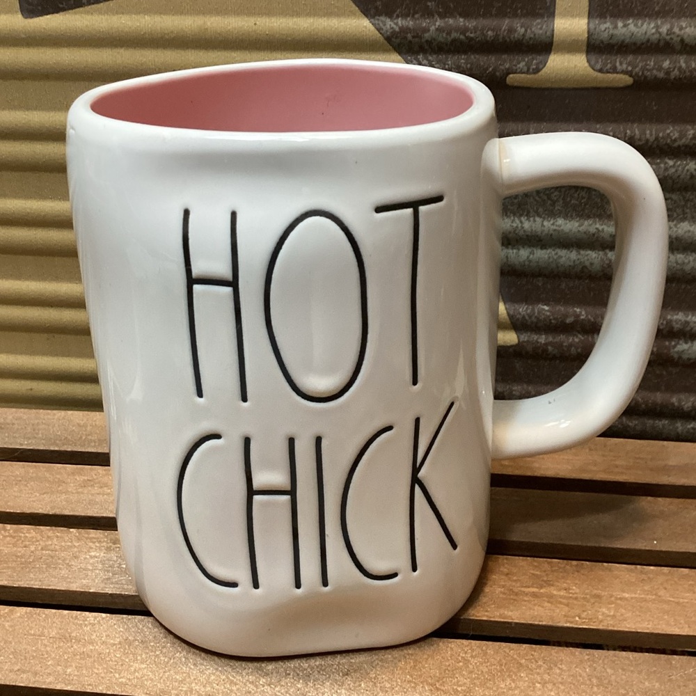 Rae Dunn Pink and White 'Hot Chick' Mug Coffee Tea